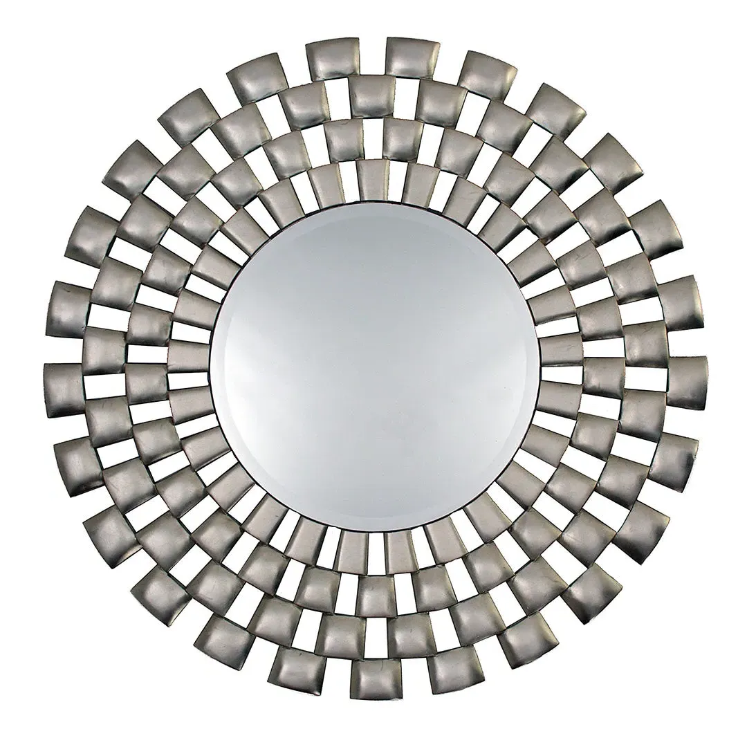 Lina Round Wall Mirror - Silver, Resin product
