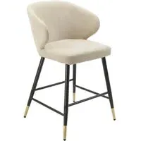 Linen Look Bar Stools Set of 2 - Beige
