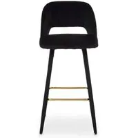 Low-Back Barstool with Cut-Out Design - Black, Velvet