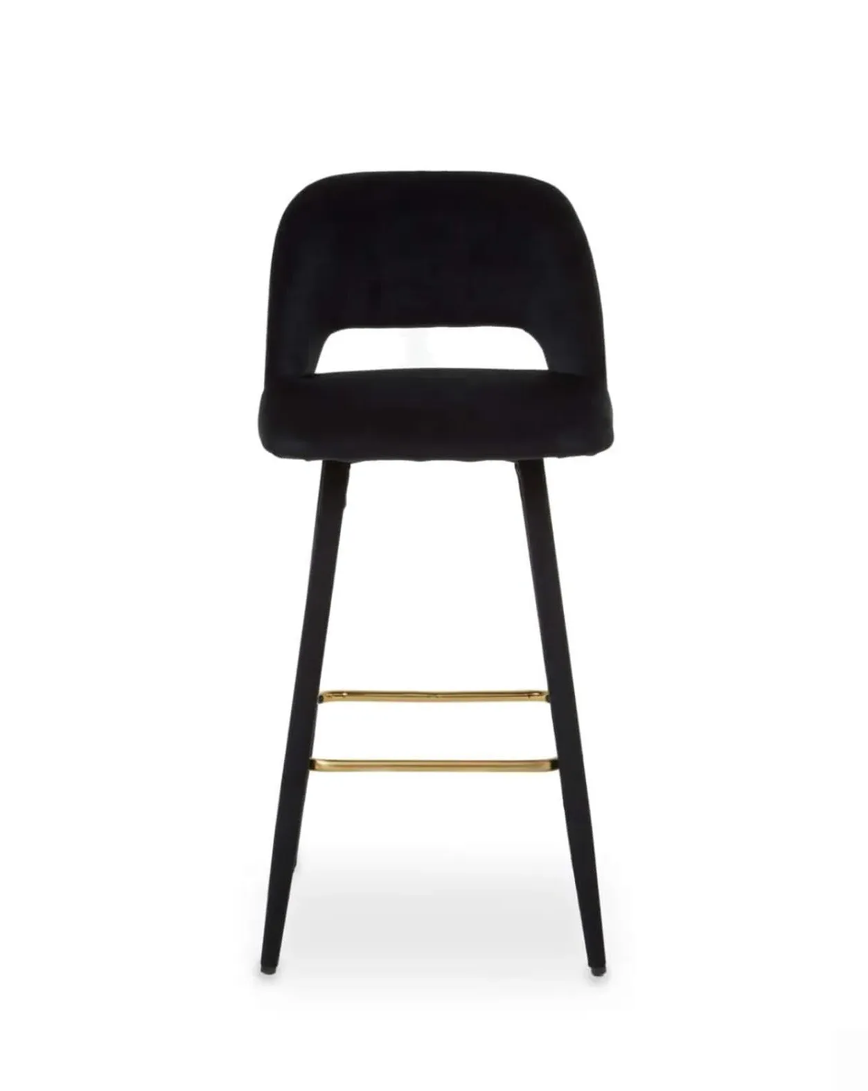 Low-Back Barstool with Cut-Out Design - Black, Velvet image