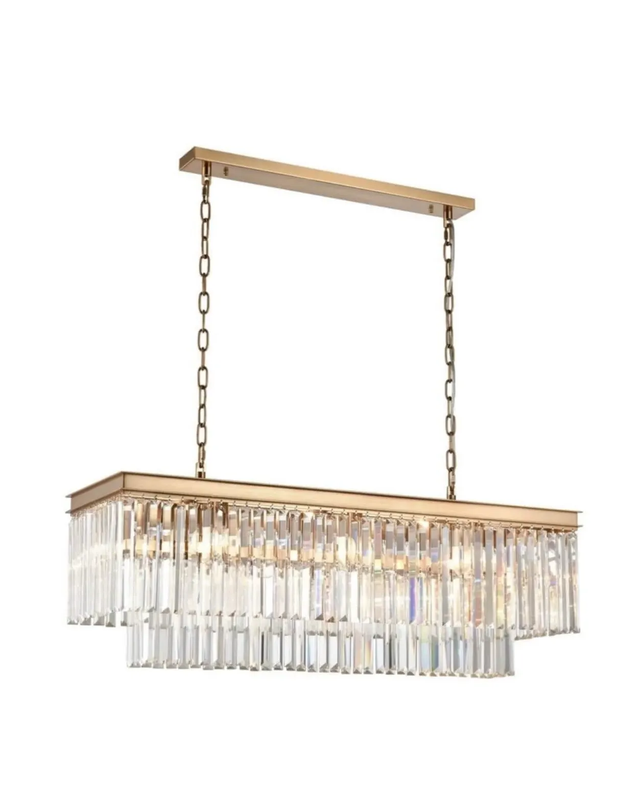 Lucia Crystal Long Chandelier - Brushed Brass image