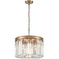 Lucia Crystal Pendant Light - Brushed Brass