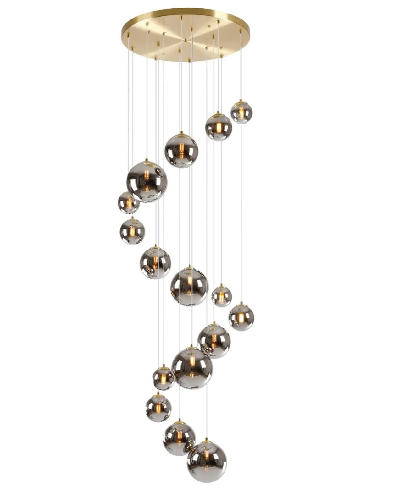 Lunar Cluster Pendant Light - Satin Gold, Chrome image