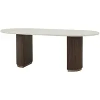 Lusso Oval Dining Table with Pillar Base - White, Marble