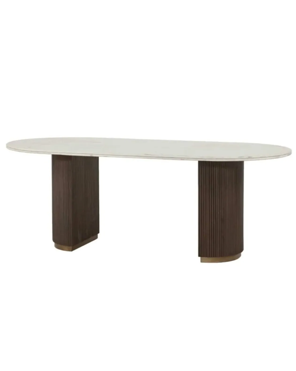 Lusso Oval Dining Table with Pillar Base - White, Marble image
