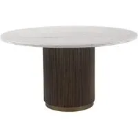 Lusso Round Dining Table - White, Marble