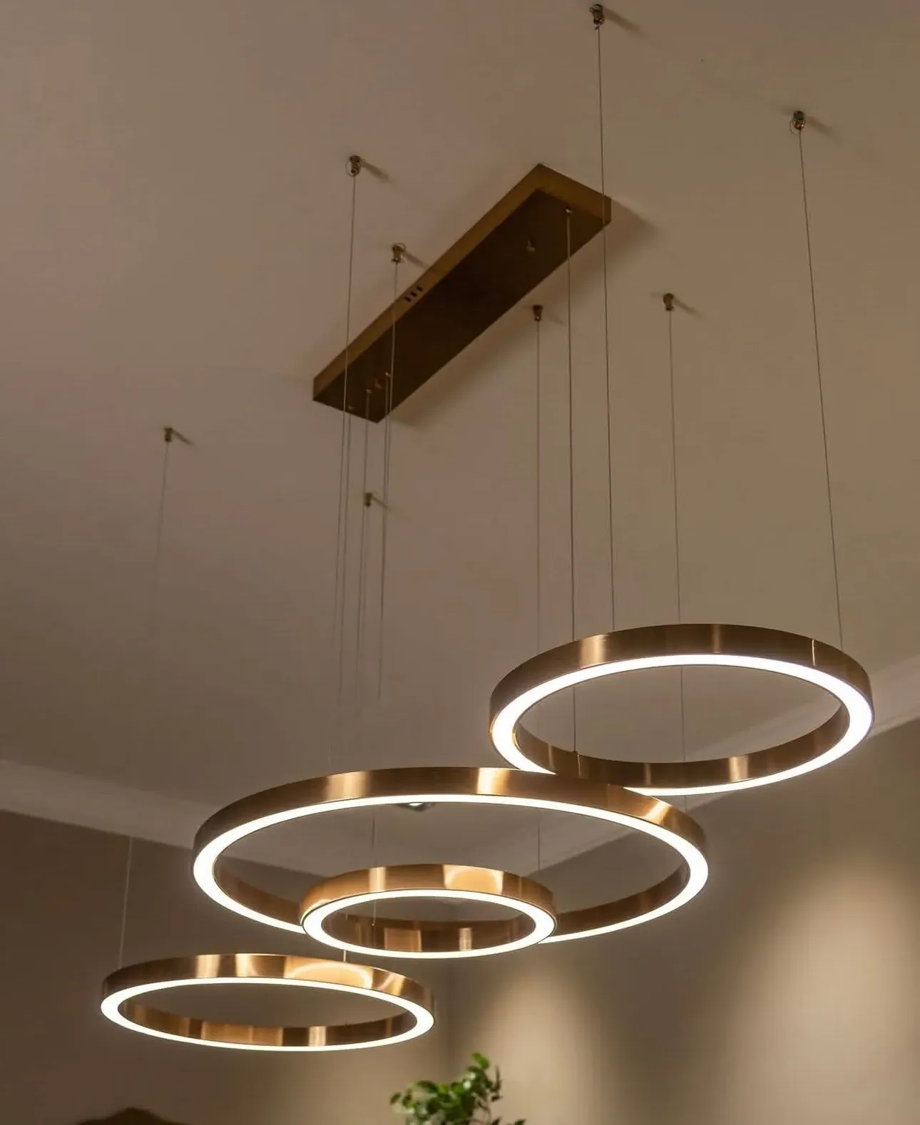 Luxe 4-Ring LED Chandelier - Gold image