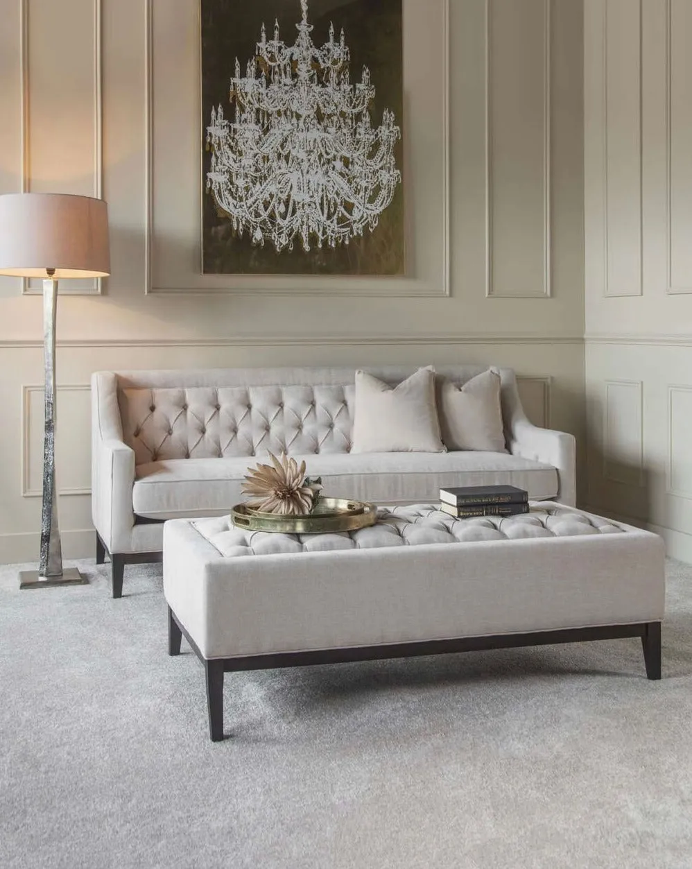 Luxe Fabric Ottoman - Ivory image