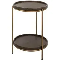 Luxe Round Side Table - Brown, Brass