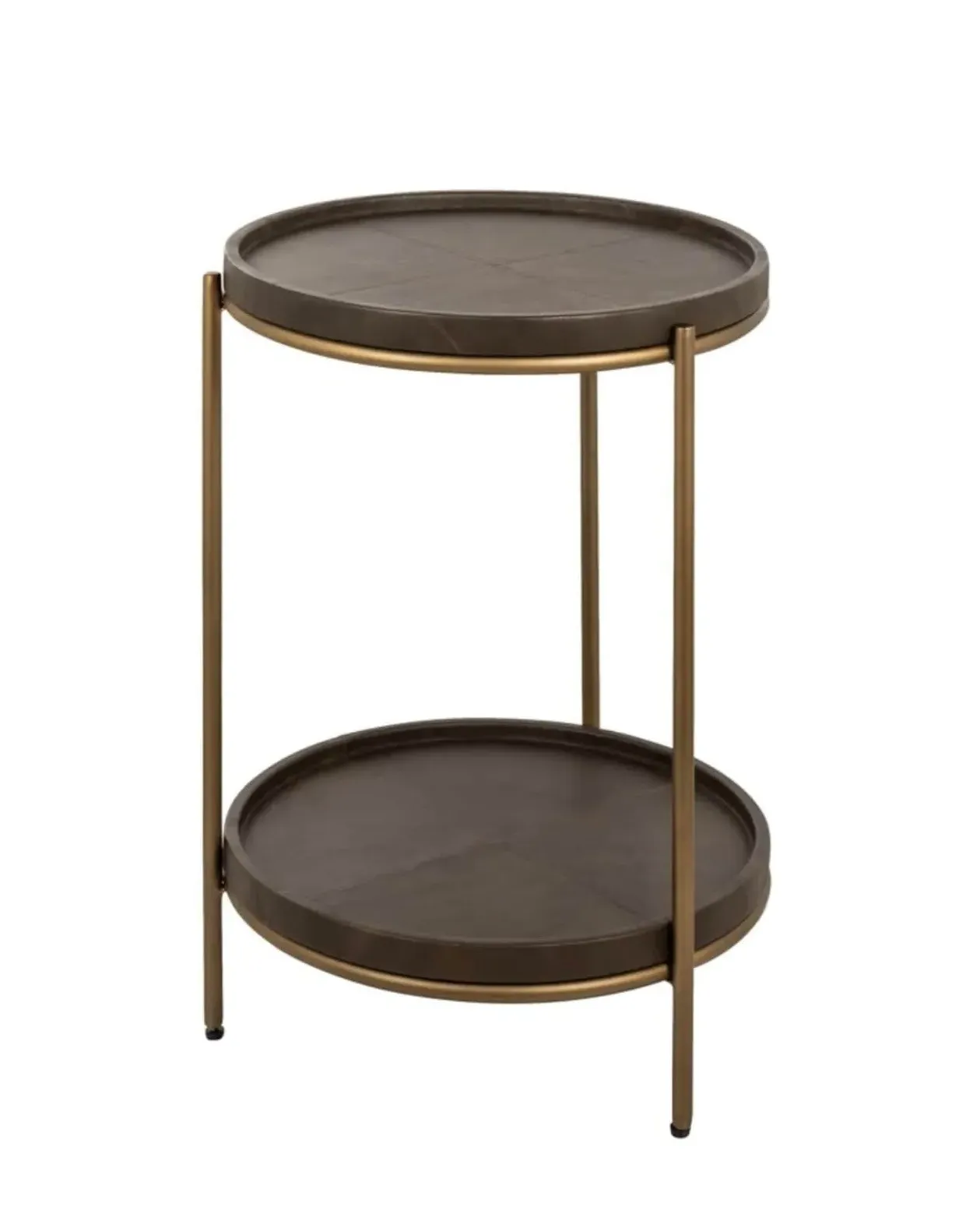 Luxe Round Side Table - Brown, Brass image