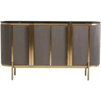 Luxe Sideboard with Fluted Design - Gold, Black Marble