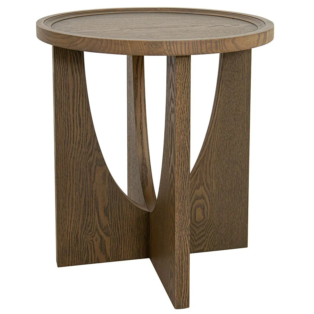 Round Side Table - Brown, Wood product