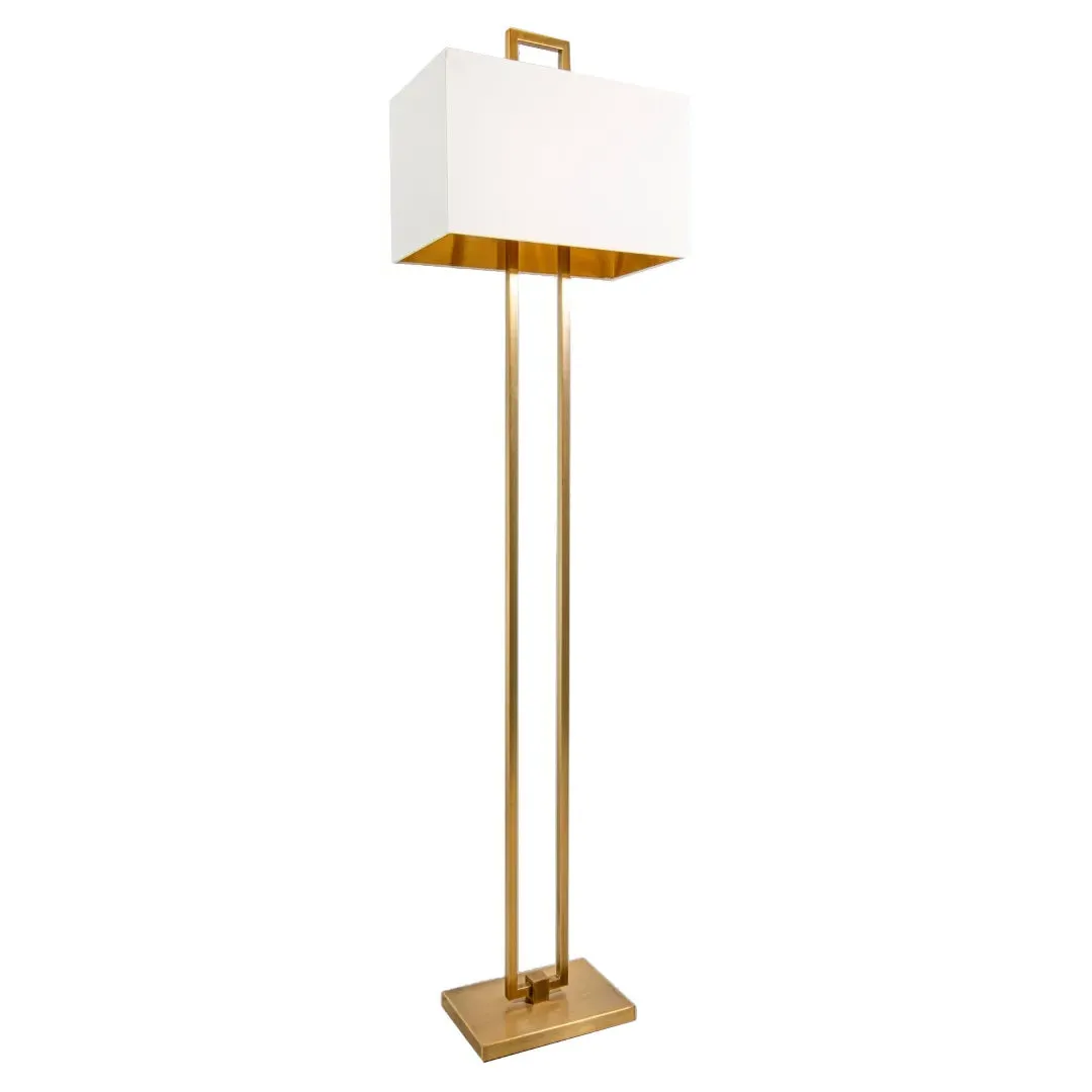 Antique Brass Floor Lamp with Fabric Shade product