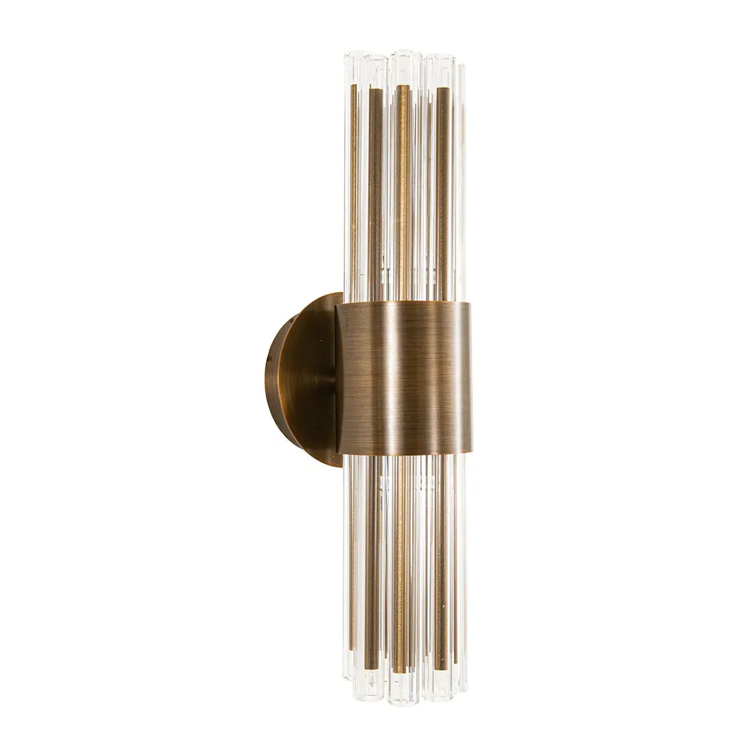 Antique Brass Glass Fluted Wall Light product