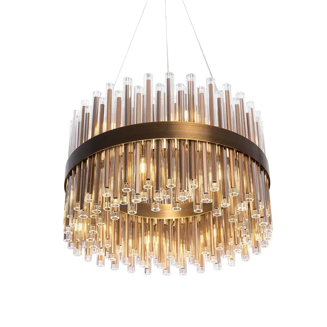 Medium Glass Chandelier - Antique Brass product