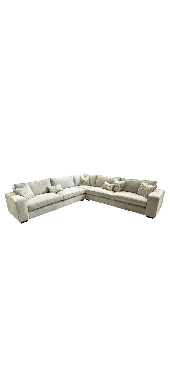 Bespoke Corner Sofa - Manhattan Alabaster, Wenge Wood product