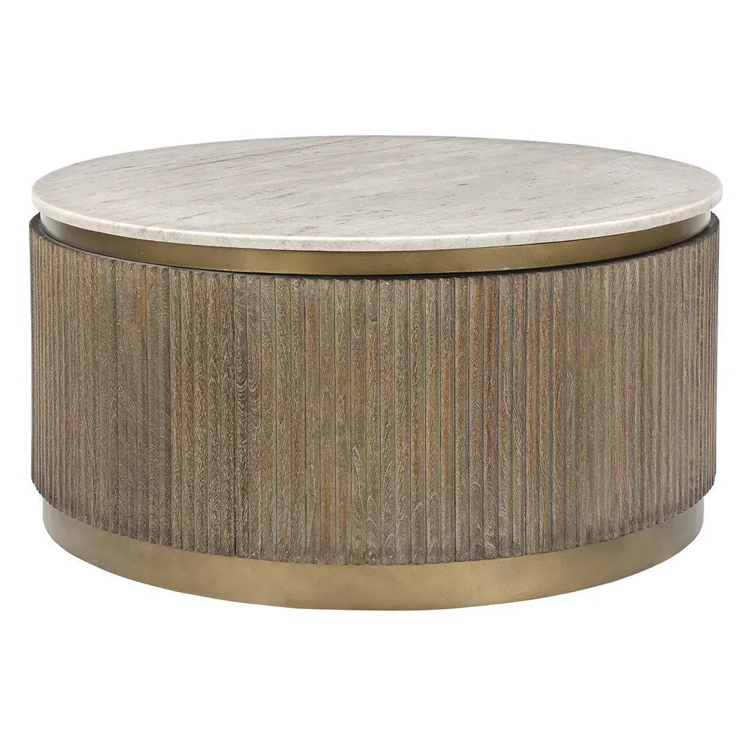Marble Ribbed Coffee Table - Antique Brass, Marble product