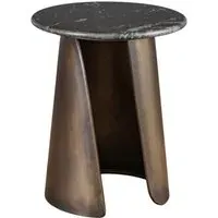Markino Marble Round Side Table - Black, Iron alternate view