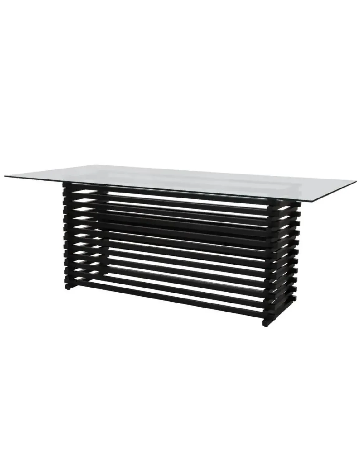 Matte Black Rectangular Dining Table - Black, Glass product