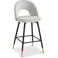 Matte Velvet Barstool - Grey