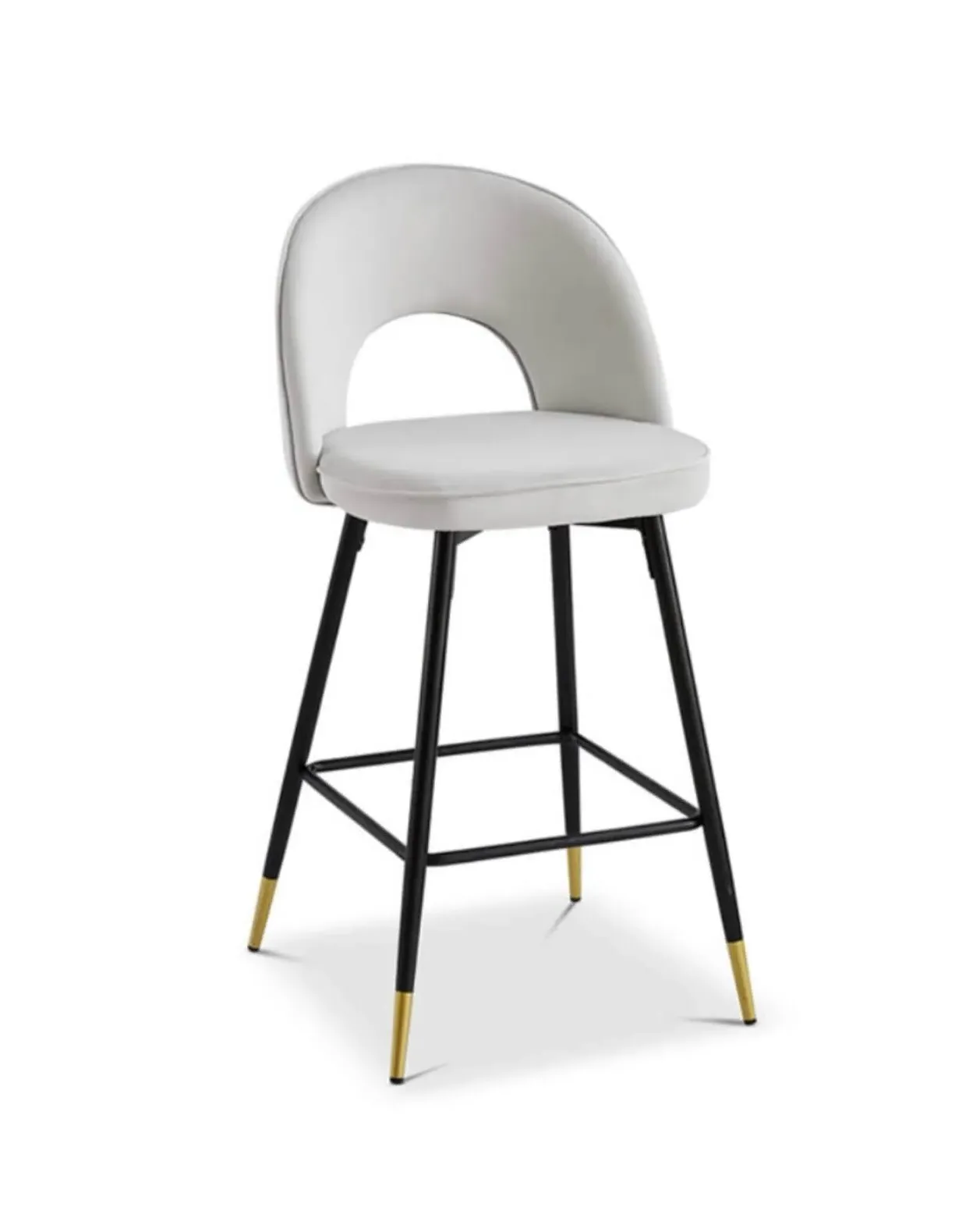 Matte Velvet Barstool - Grey