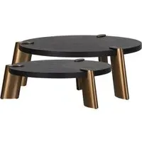 Mayfair Coffee Table Set of 2 - Charcoal Black, Oak Veneer