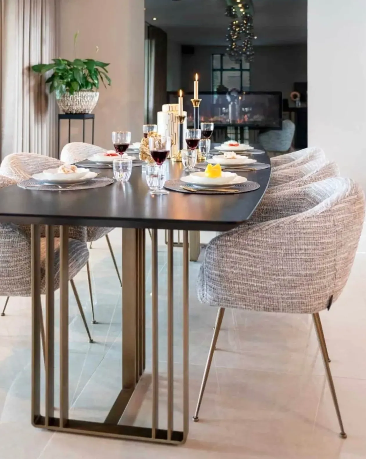 Mayfair Oval Dining Table - Charcoal, Oak Veneer image