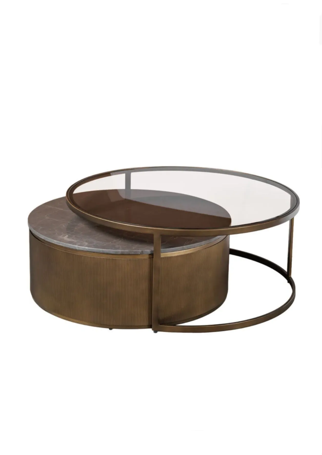 Monte Carlo Nesting Coffee Table Set - Gold, Marble product