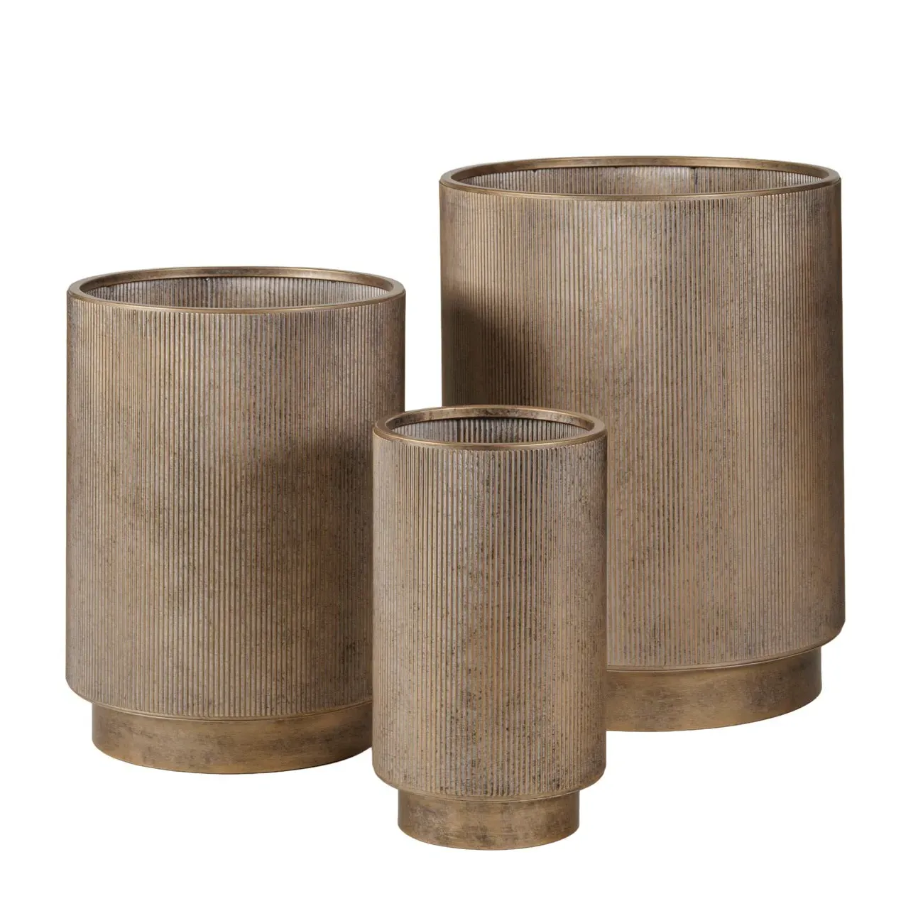 Monte Carlo Set of 3 Floor Planters - Champagne Gold, Iron product