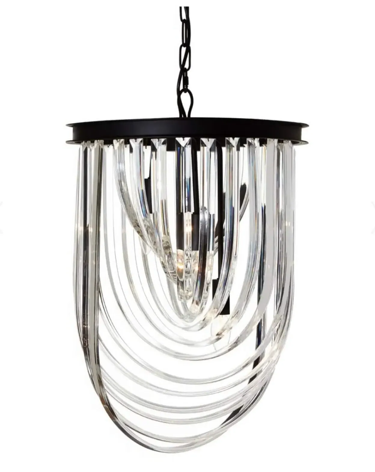 Multi Crystal Long Pendant Light - Iron product