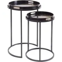Nested Side Tables with Removable Trays - Gold