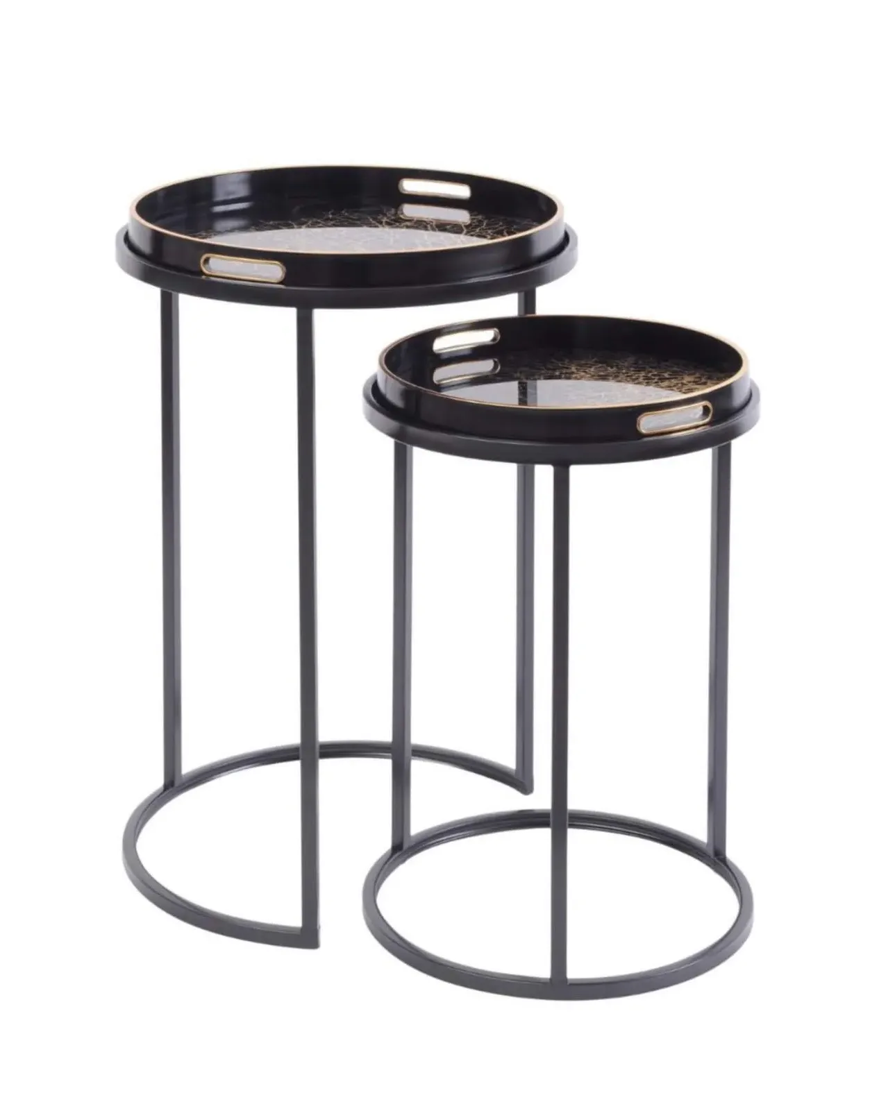 Nested Side Tables with Removable Trays - Gold image