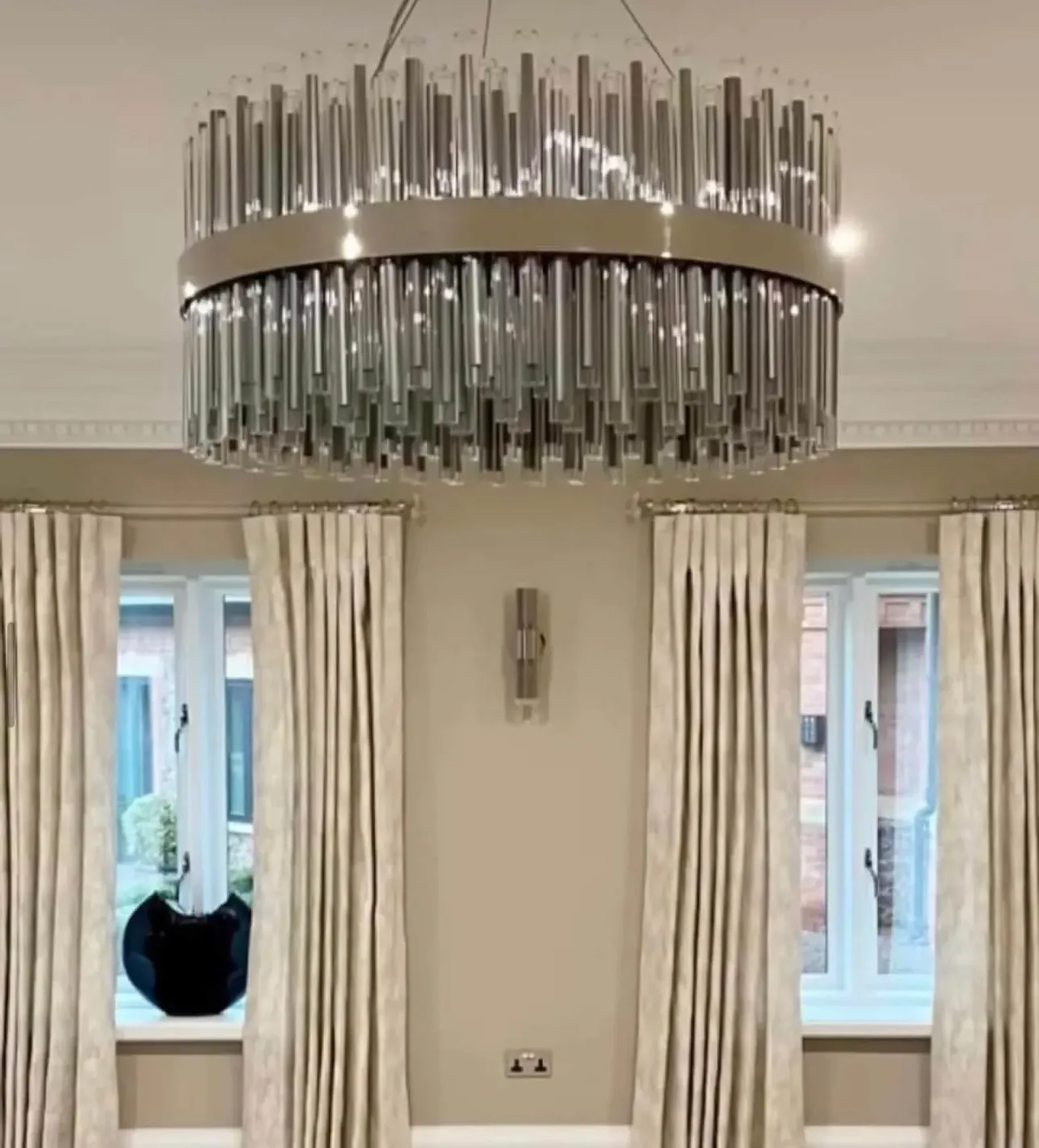 Nickel Glass Chandelier - Nickel image