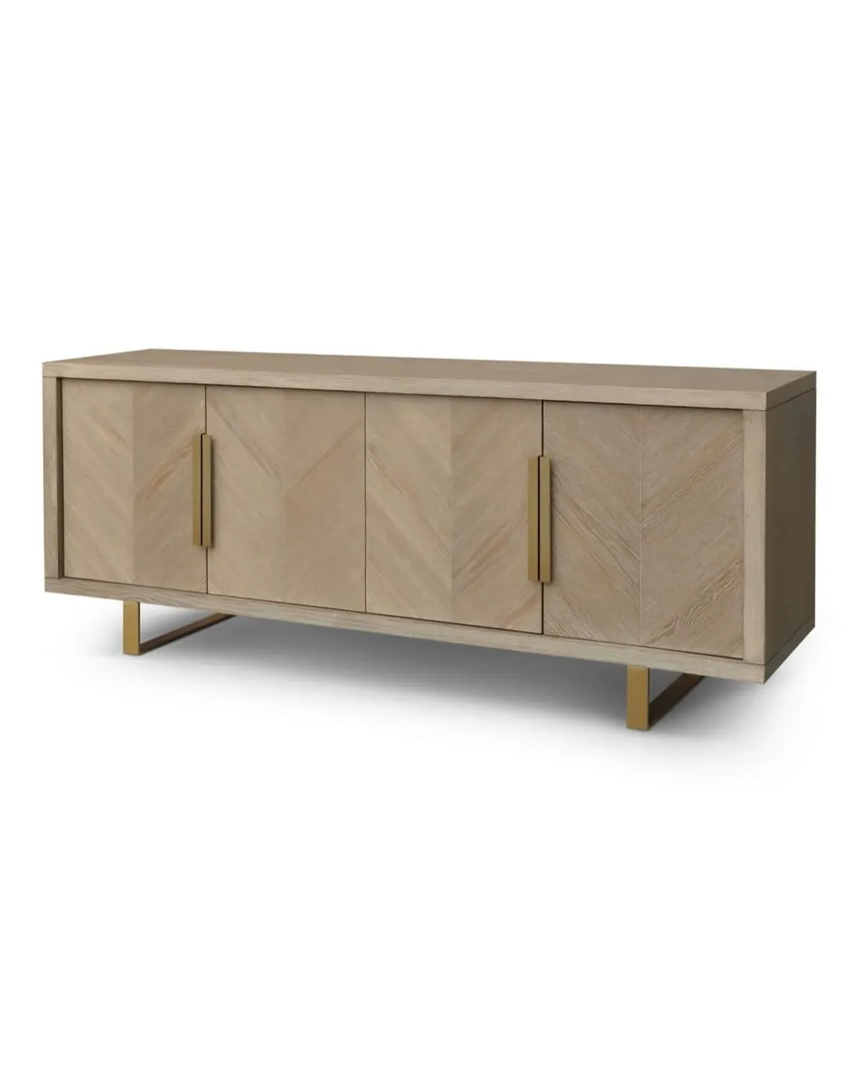 Oak Parquet Style 4-Door Sideboard - Grey Oak product