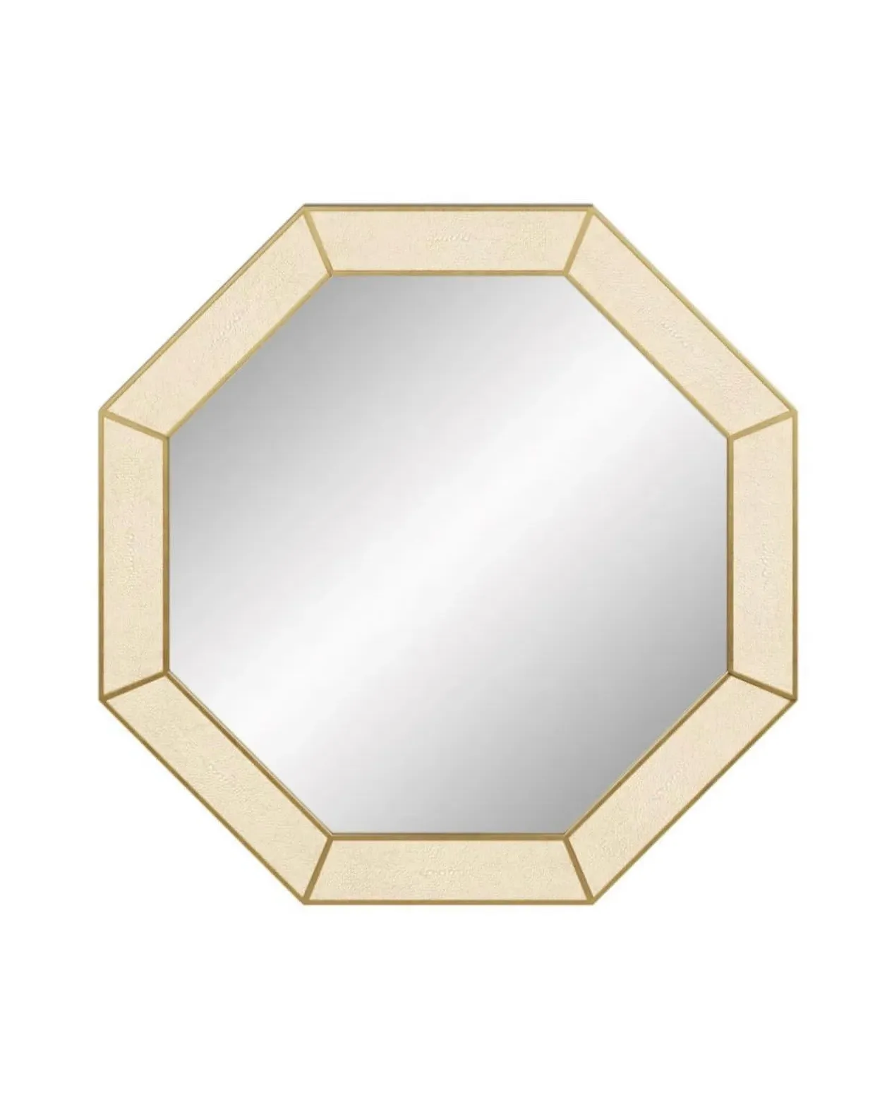 Octagonal Shagreen Mirror - Ivory, Brass product