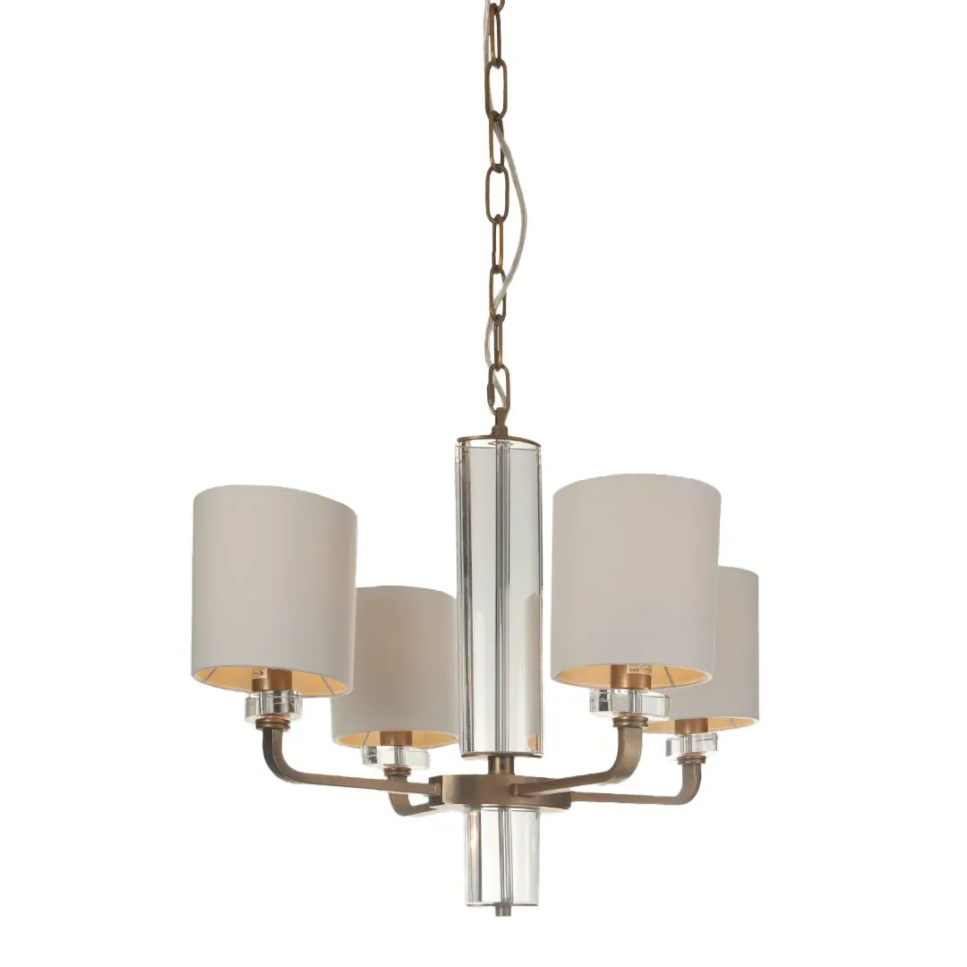 Opal 4-Light Crystal Chandelier - Brass, Metal product