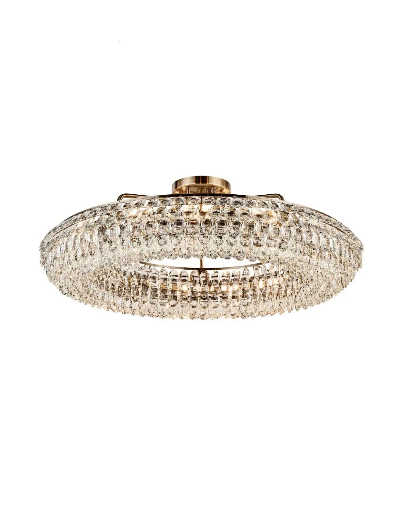 Orlune Round Semi Flush Chandelier - Brass, Crystal product
