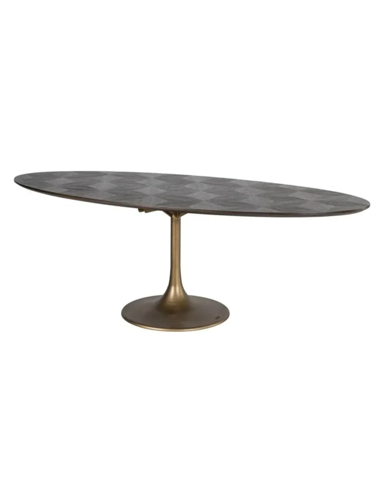 Oval Diamond Top Dining Table - Dark Brown