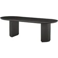 Oval Dining Table with Ribbed Legs - Dark Coffee, Oak