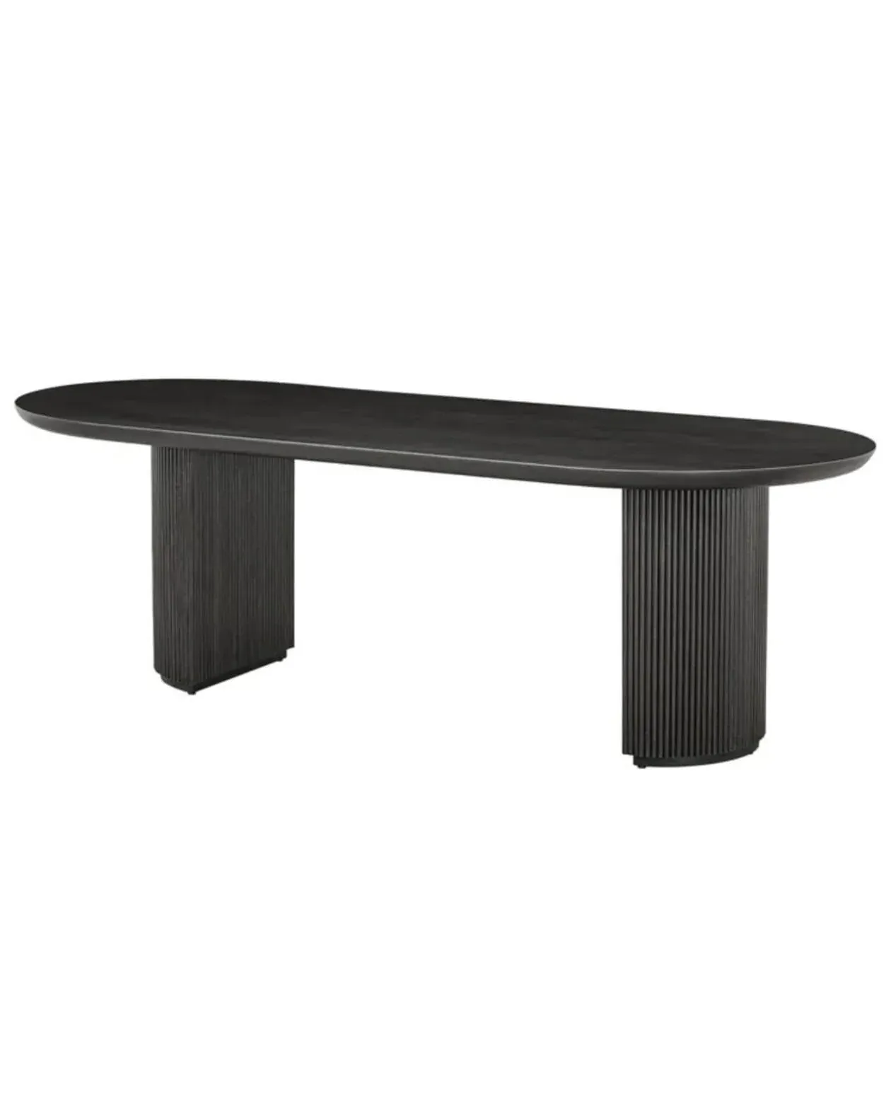 Oval Dining Table with Ribbed Legs - Dark Coffee, Oak