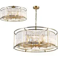 Pentagon Chandelier - Antique Brass, Crystal