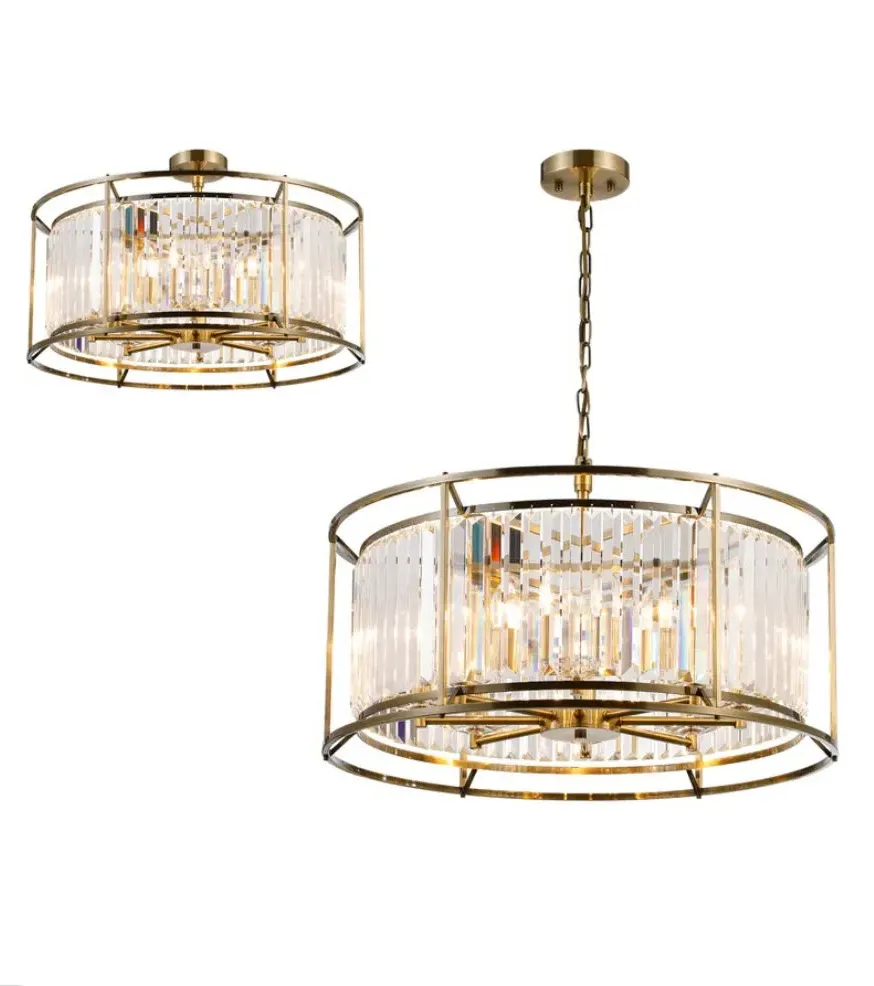 Pentagon Chandelier - Antique Brass, Crystal image