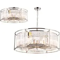 Pentagon Chandelier - Polished Nickel, Crystal