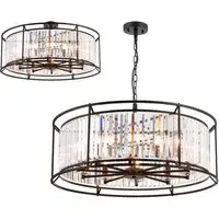 Pentagon Chandelier - Satin Black, Crystal