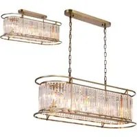 Pentagon Oval Chandelier - Antique Brass, Crystal
