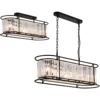 Pentagon Oval Chandelier - Satin Black, Crystal