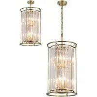 Pentagon Pendant Light - Antique Brass, Crystal