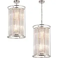 Pentagon Pendant Light - Polished Nickel, Crystal