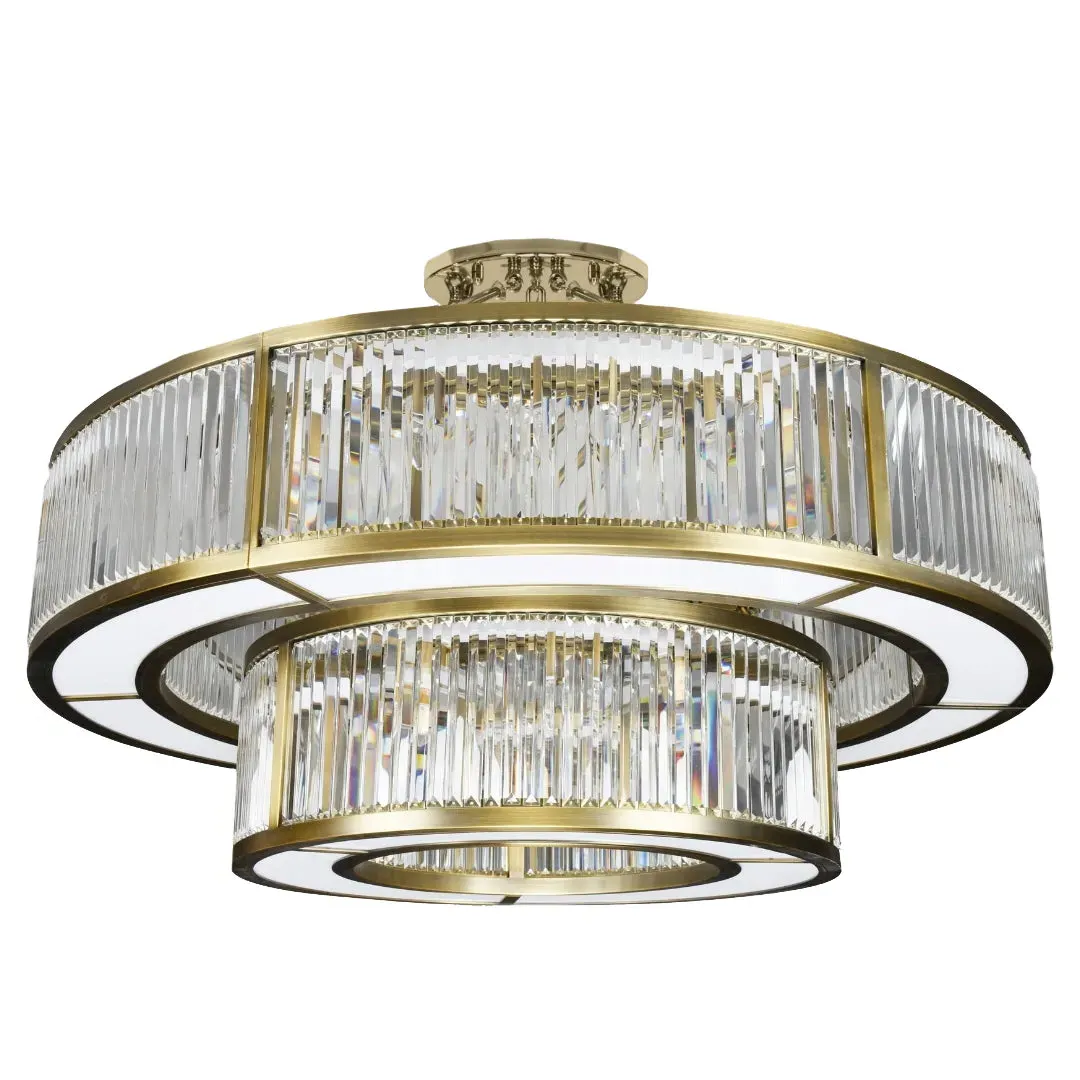 Two-Tier Crystal Chandelier - Antique Brass product