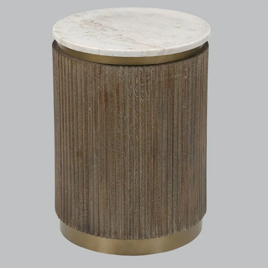 Ribbed Side Table - Marble image